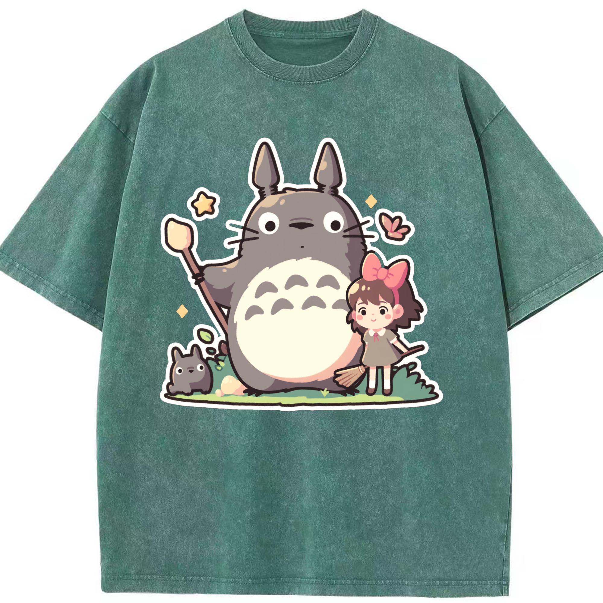 （画像用） となりのトトロ 草壁メイ 草壁サツキ My Neighbor Totoro Satsuki Kusakabe Mei Kusakabe 綿100% ヴィンテージ風 半袖Tシャツ（フロントプリント）